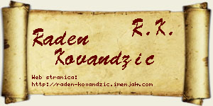 Raden Kovandžić vizit kartica